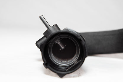 Black anodized CNC-machined 6061 aluminum lower radiator hose drain plug by GPS, featuring etched logo and 3.0T-017 marking – premium upgrade for Audi 3.0T engines.